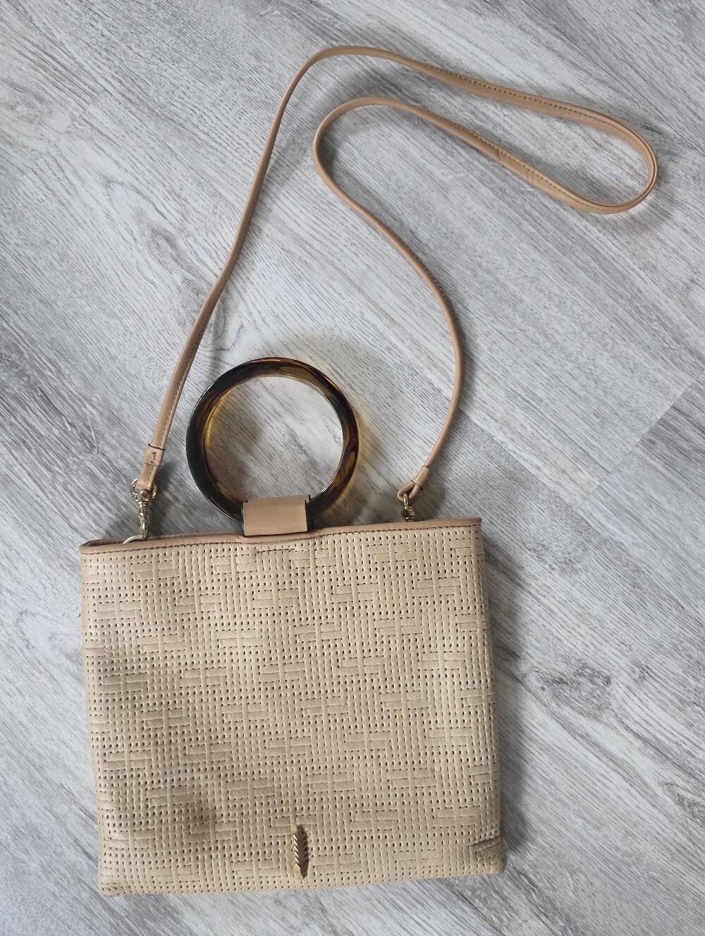 Leather Tan Woven look Bag/Purse Thacker